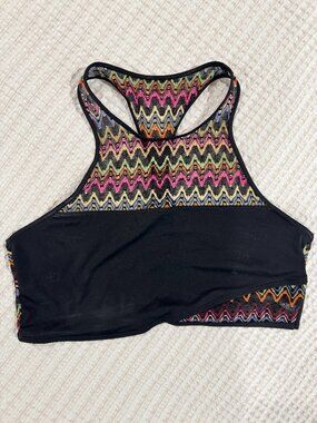 Aerie Crochet High Neck Bikini Swim Top XL Multicolor Racerback